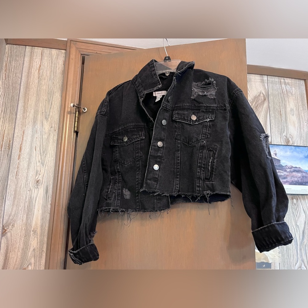 Black Distressed Denim Jacket